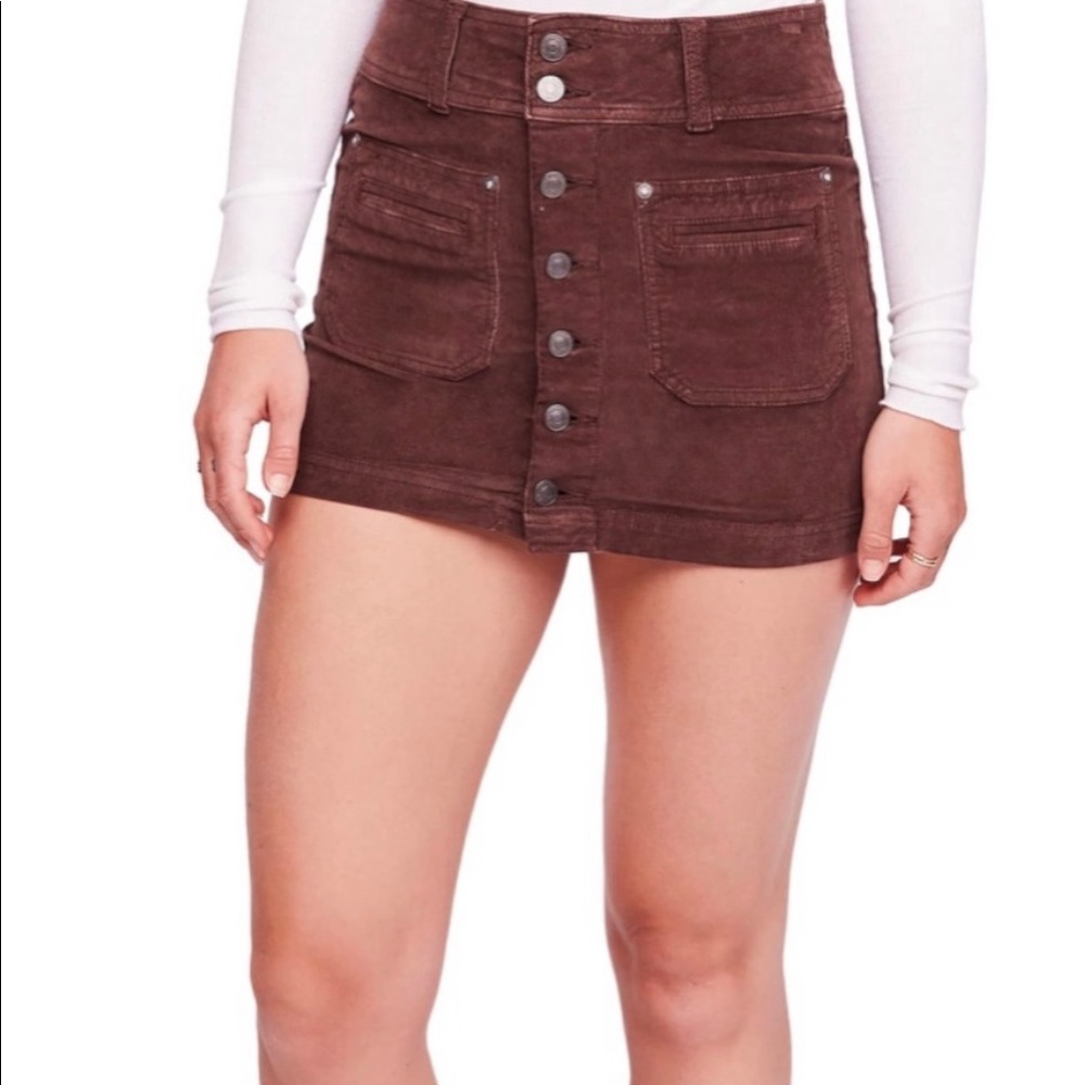 Free People Joani Corduroy Mini Skirt - brown - size small